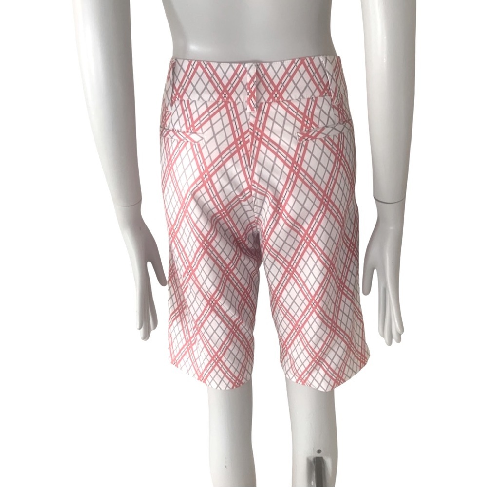 GG BLUE Golf Shorts Diamond Plaid Long Short Red White Grey Size 6 - Picture 8 of 16